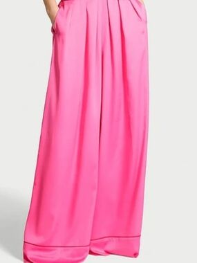 Victoria's Secret Wide-Leg Pink Satin Palazzo Pants NWT